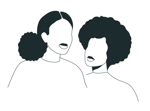 Illustration of two Black womxn's silhouettes promoting "Beyond Trauma" Black, survivor-led discussion about the truths of trauma among Black womxn and youth. Together we’ll co-create a society beyond trauma informed.
